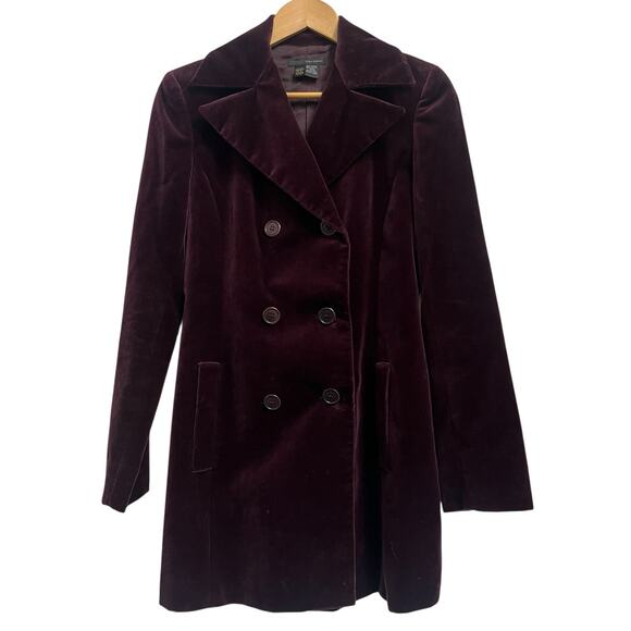 Zara Women's Plum Merlot Velvet Double-Breasted Blazer Jacket Size S Small - Picture 1 of 10